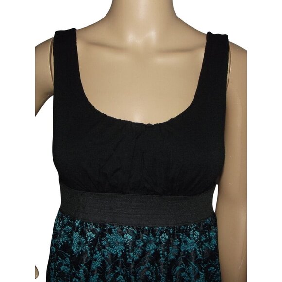 Mind Code Dress Womens Size Medium Black & Teal Lace Elastic Waist Y2K Retro Sty - Picture 3 of 8